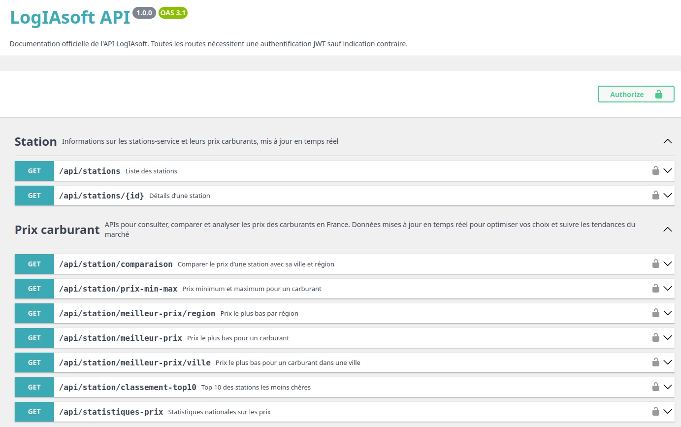 Documentation officielle de l'API LogIAsoft